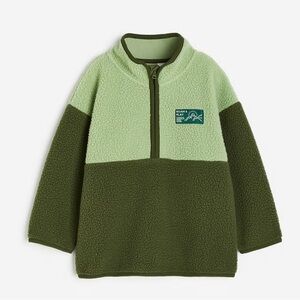 H&M Half-Zip Sherpa Green Sherpa Sweater Pullover Age 5-6